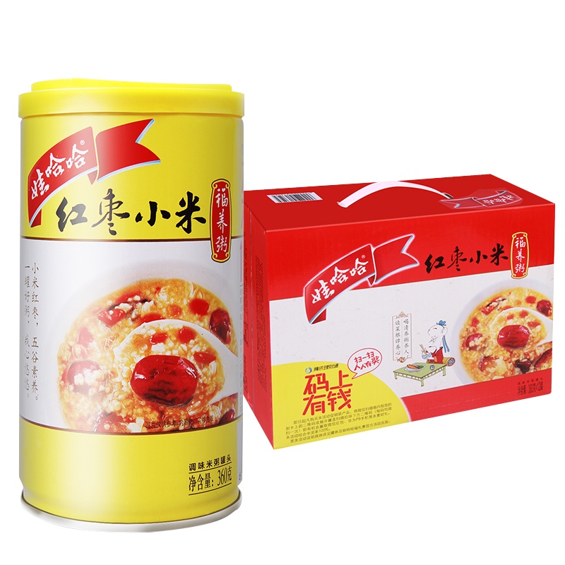 娃哈哈红枣小米福养粥360克 *12罐整箱装代早餐速食粥哇哈哈八宝粥 开罐即食 营养丰富