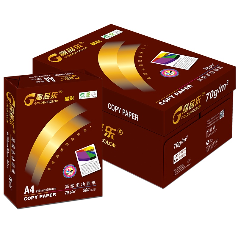 晶彩高品乐复印纸 A4 70g 8包/箱 500张/包N