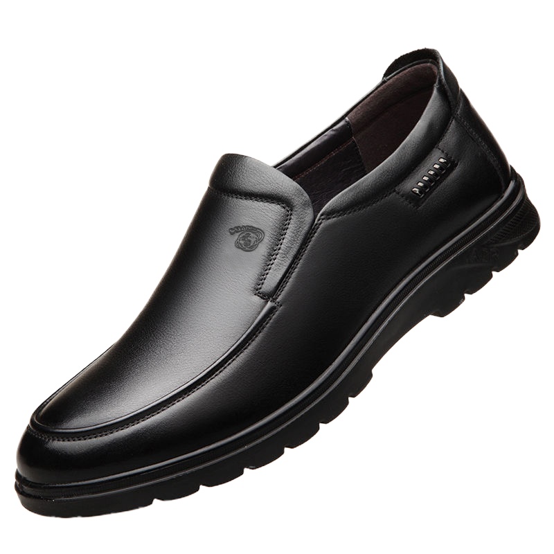 环球男士休闲皮鞋真皮牛皮套脚防臭防滑软皮软底