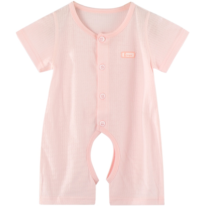 童泰夏季款婴儿衣服0-18月新生儿纯棉短袖开裆哈衣男女宝宝哈衣