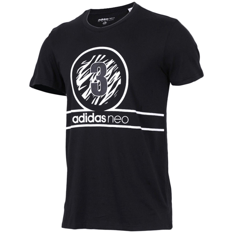adidas阿迪达斯NEO男子短袖T恤圆领透气休闲运动服CZ1777 XL CZ1777黑色