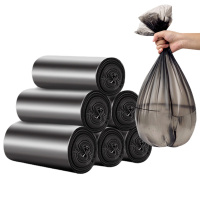 KBS尚岛宜家 点断式垃圾袋 150只装 中号加厚45*50cm 平口黑色 大垃圾袋 家用办公分类垃圾桶袋