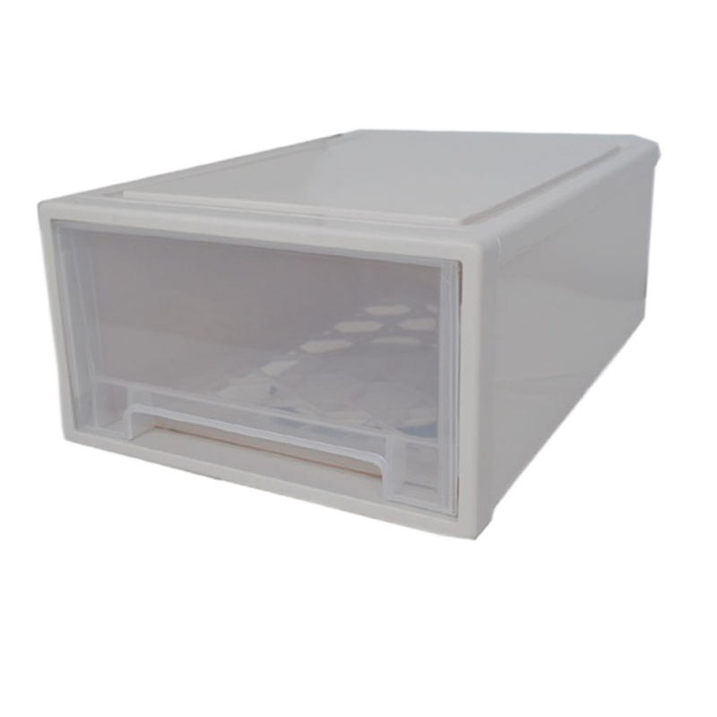 闪电客加厚宿舍单层抽屉式自由组合柜子透明大号塑料收纳箱抽屉柜储物箱 米白色 G1型44*45*18