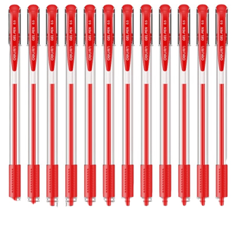 得力(deli)0.5mm红色中性笔6600ES 12支/盒