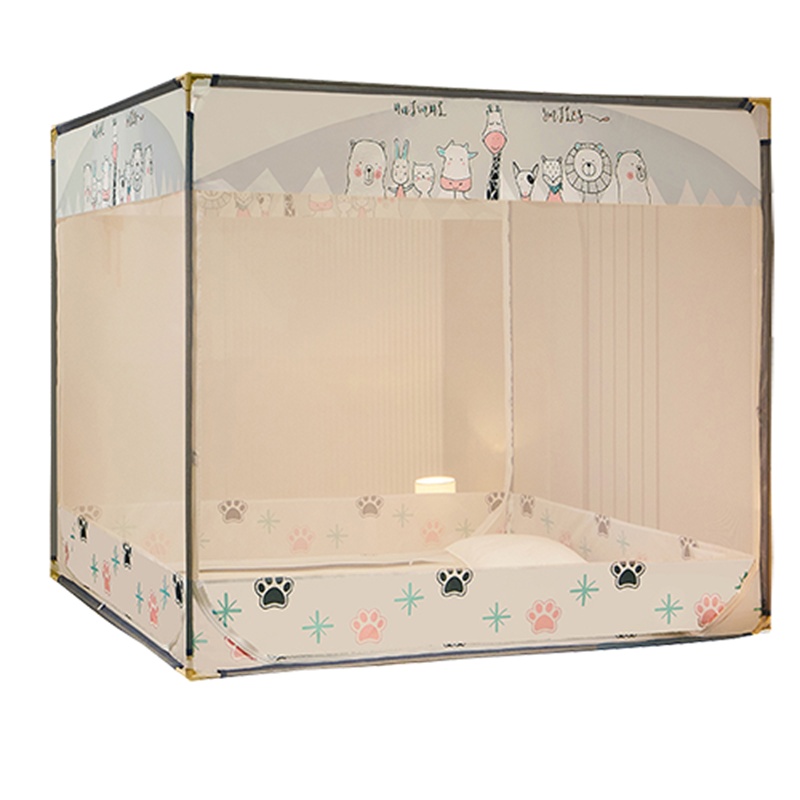 北极绒/Bejirog新款拉链蚊帐家用支架固定儿童防摔床蒙古包加密加厚防尘方便拆洗