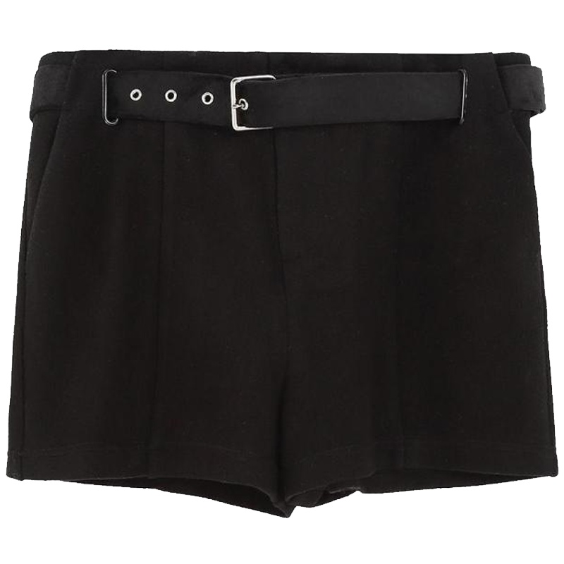 拉夏贝尔春季新款高腰修身学生百搭打底针织短款直筒裤10019640_322