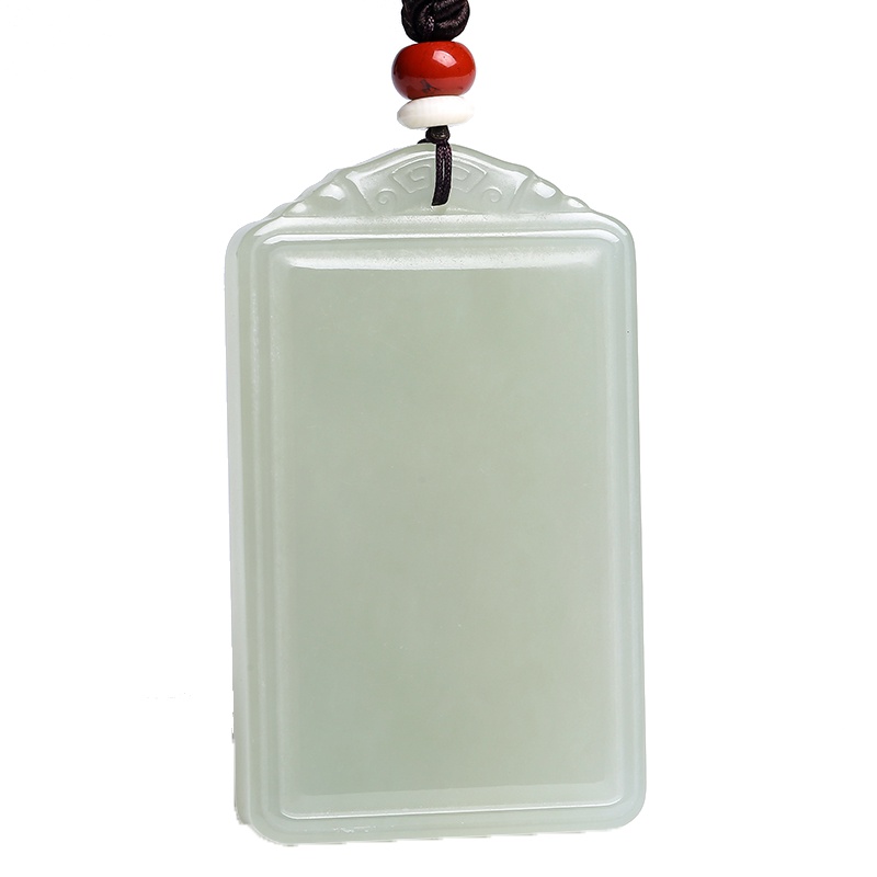 印象眸 和田玉无事牌吊坠 男女平安无事玉牌挂件 附送证书