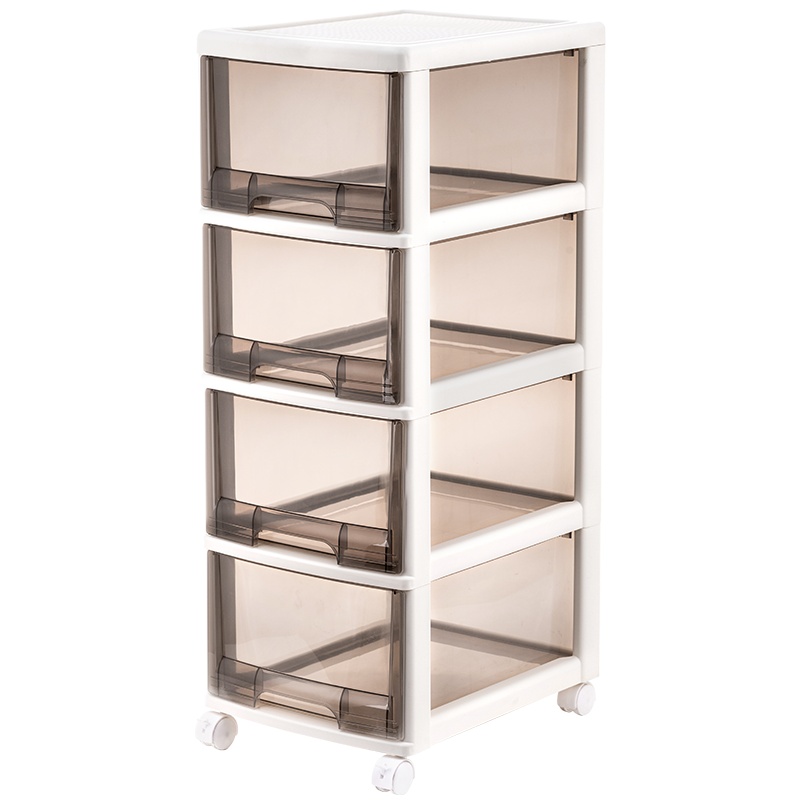 JEKO&JEKO 塑料抽屉式收纳盒化妆品收纳柜 置物柜床头柜子儿童衣柜宝宝杂物玩具储物柜收纳箱 夹缝柜 4层