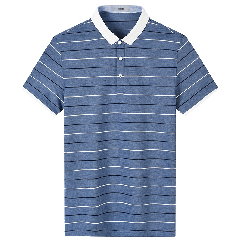 雪中飞男装POLO衫2019夏装新款条纹半袖T恤衫翻领上衣宽松T恤