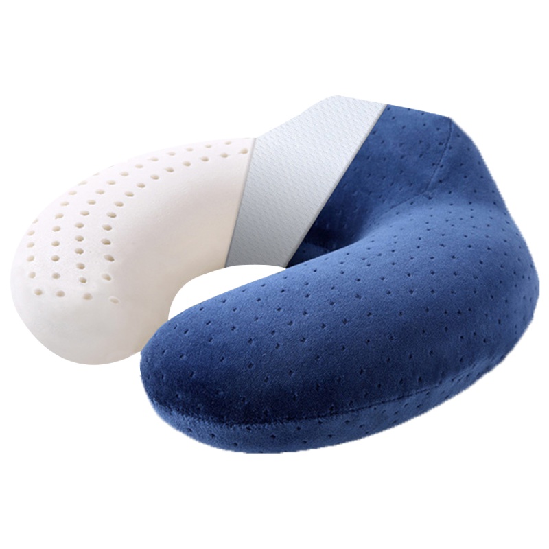 泰念Tai nian 泰国进口乳胶U枕 多功能枕芯/枕头护脖子飞机旅行办公室午休趴睡U形颈椎枕33*30*9/14cm