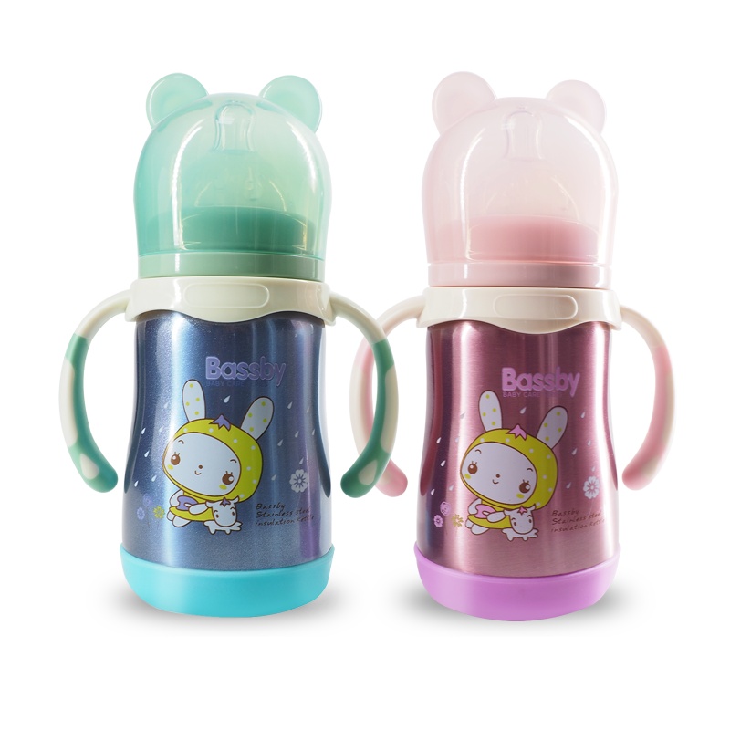 荷兰贝斯比婴儿保温奶瓶宽口径304不锈钢保温自动奶瓶持续保温有效保鲜240ml