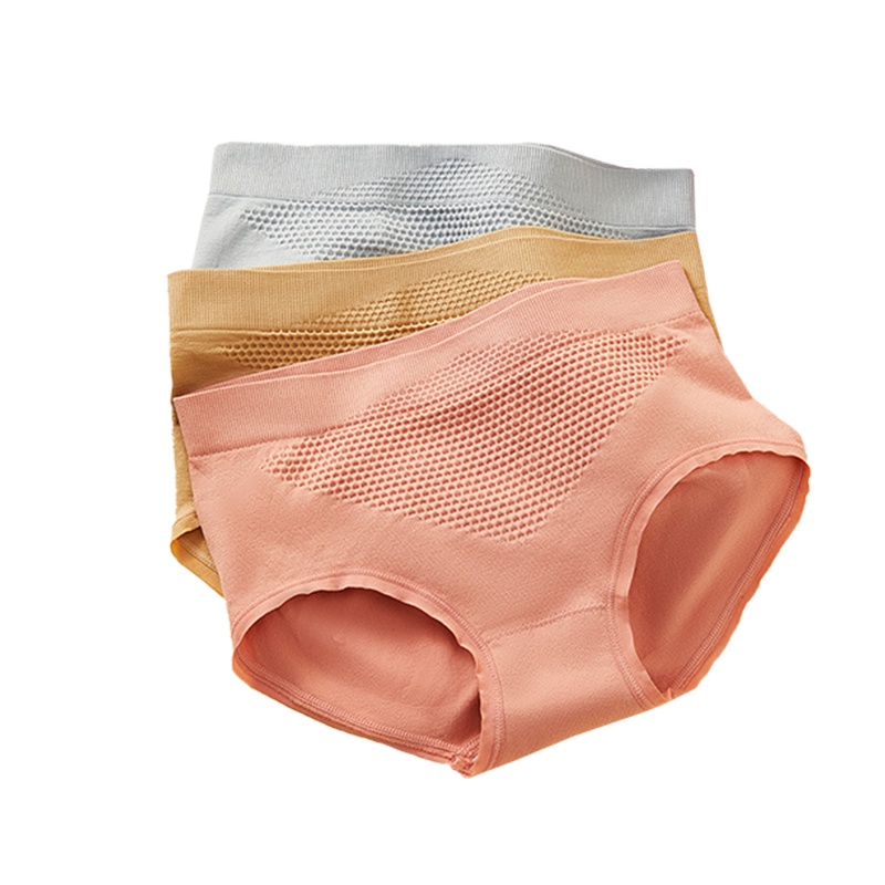 ENK 3条盒装蜂巢韩系3d暖宫纯色收腹提臀无痕女士内裤
