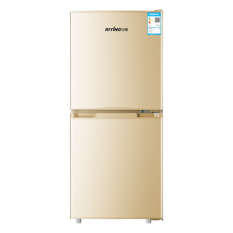日樱(RIYING) 122升 双门冰箱 节能低噪 两门小型家用 直冷电冰箱 冷藏冷冻 金色 租房宿舍BCD-122