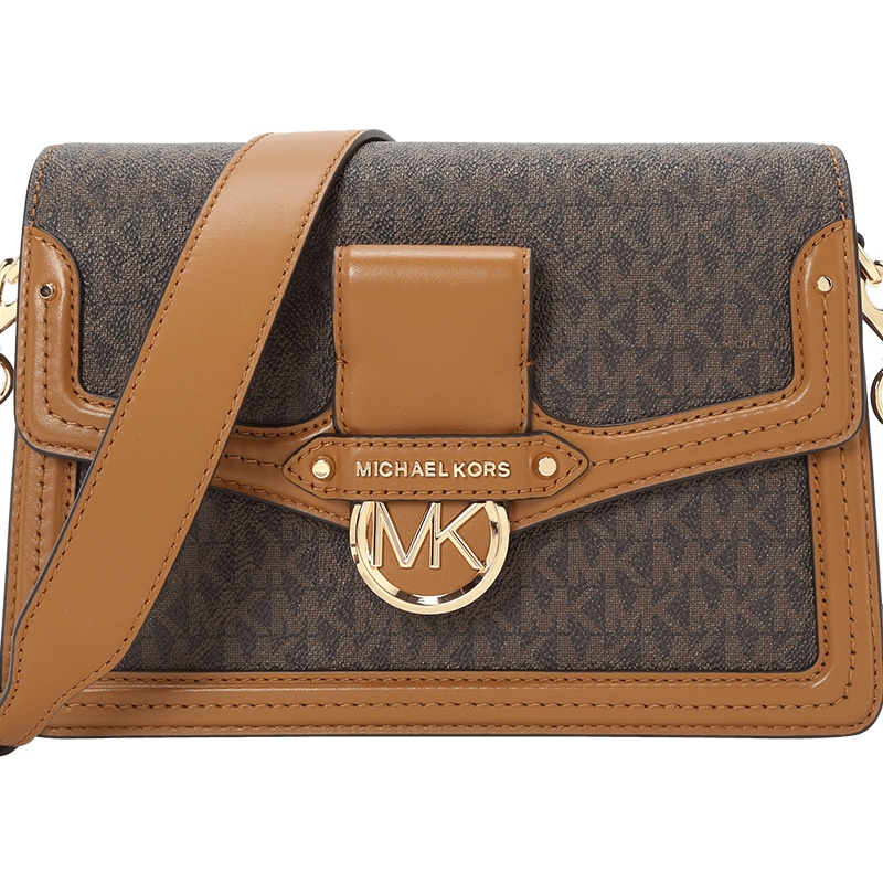 MICHAEL KORS 迈克高仕女包 SURI 口盖包 老花拼棕边 MK 斜挎包 30F9GI6L2B