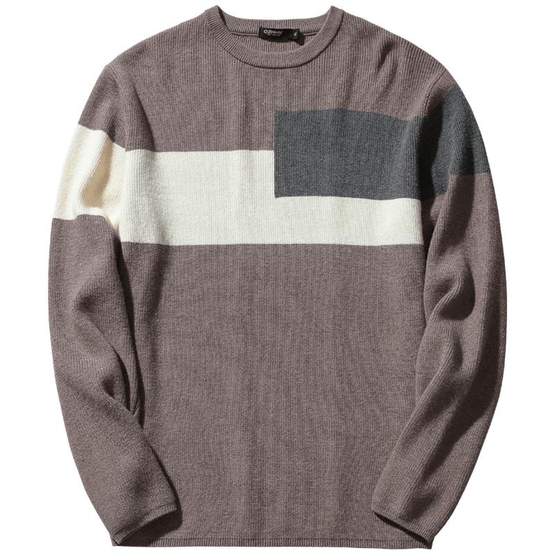 千纸鹤男装针织衫2019秋冬新款圆领上衣韩版时尚毛衣外套男55038