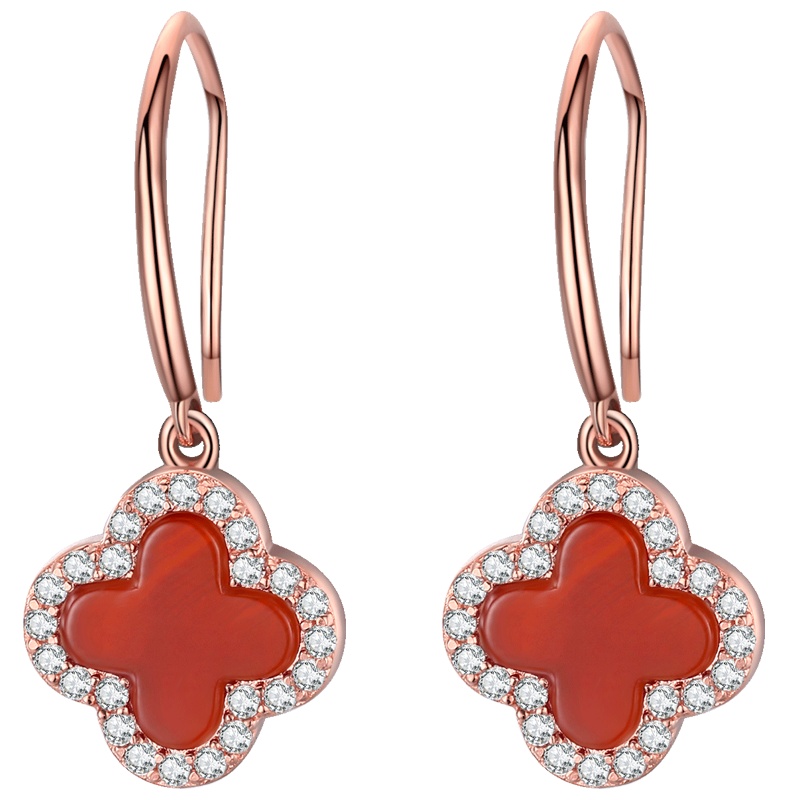 佰色传情纯银高级感耳环新款潮女气质网红耳钉时尚经典四叶草耳饰