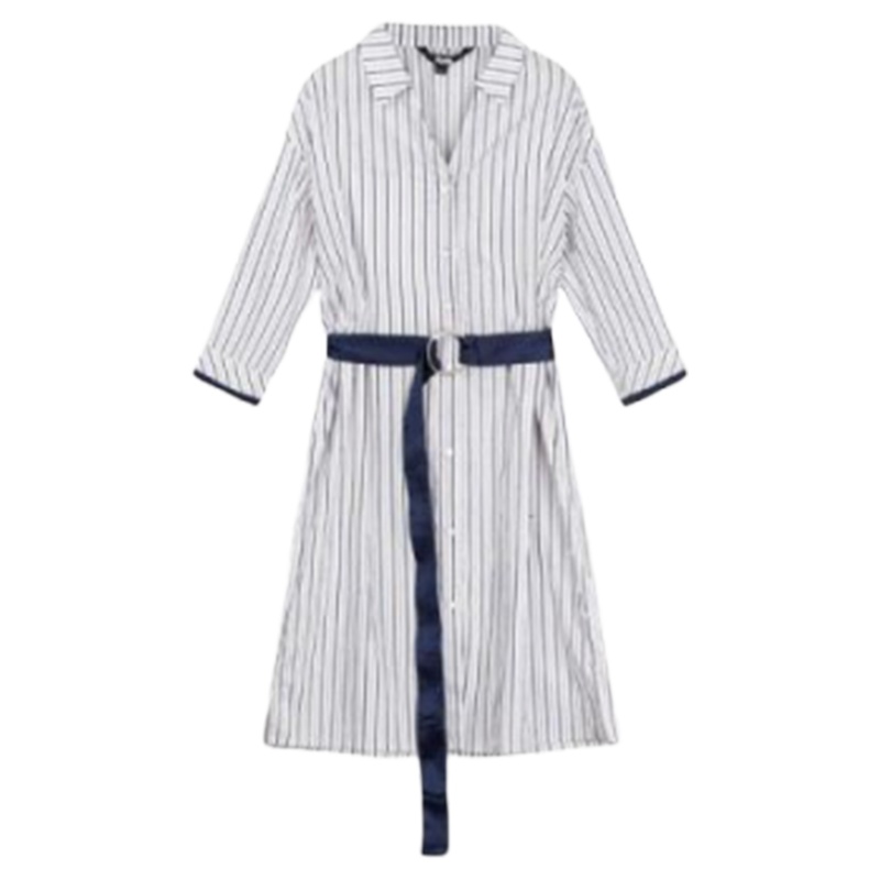 拉夏贝尔新款气质中长裙子韩版个性时尚衬衫连衣裙女20012491