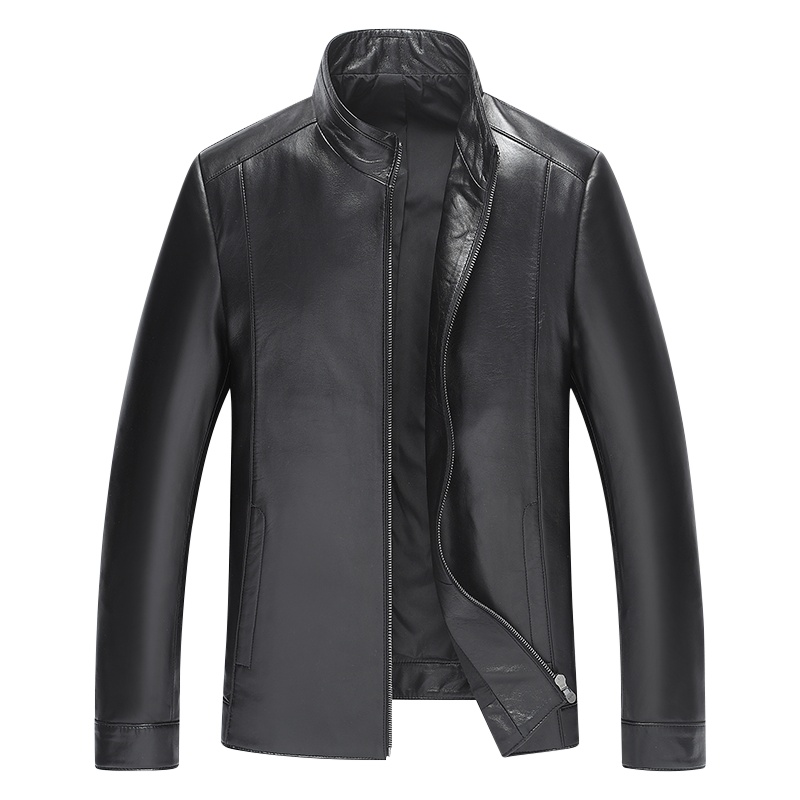 海宁真皮立领绵羊皮修身皮夹克男士外套皮衣秋冬中老年. SNX-J16801