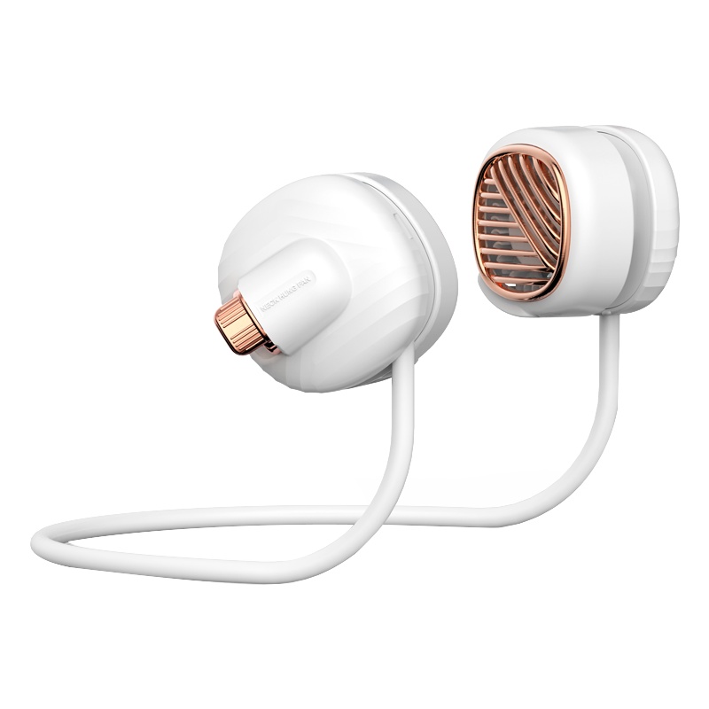 德尔玛挂脖风扇GB100迷你便携式大风力USB可充电学生懒人风扇