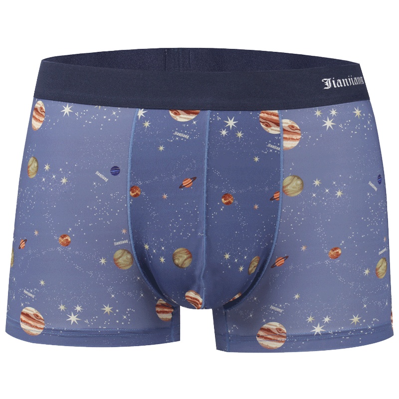 健将JIANJIANG男士平角内裤冰丝星空印花时尚四角短裤2条装