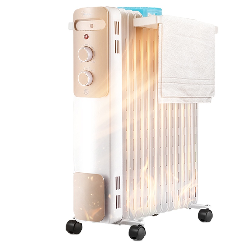 美的(Midea) 取暖器油汀 13片2200W 大面积散热片 倾倒断电 电暖气家用暖气机配备折叠式晾衣架和加湿盒