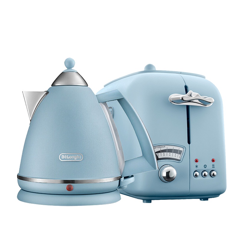 德龙(Delonghi)花园系列电水壶早餐2件组合套装(龙舌兰)新年礼物春节送礼意式复古家用办公室厨房烧水烤面包组合套装
