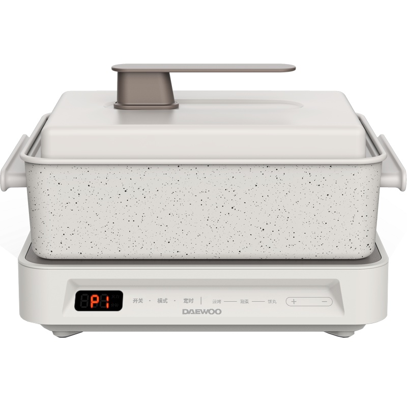 大宇(DAEWOO)多功能锅网红料理锅 家用电火锅电热炒锅电烧烤炉电煮锅不粘锅 S11升级款白色