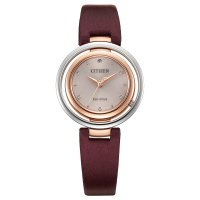 西铁城(CITIZEN)手表女士日韩品牌光动能绸缎皮表带花语风吟系列时尚女表EM0669-13X