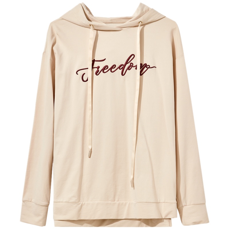 三彩2020秋季新款抽绳绣花印花韩版长袖卫衣上衣潮ins