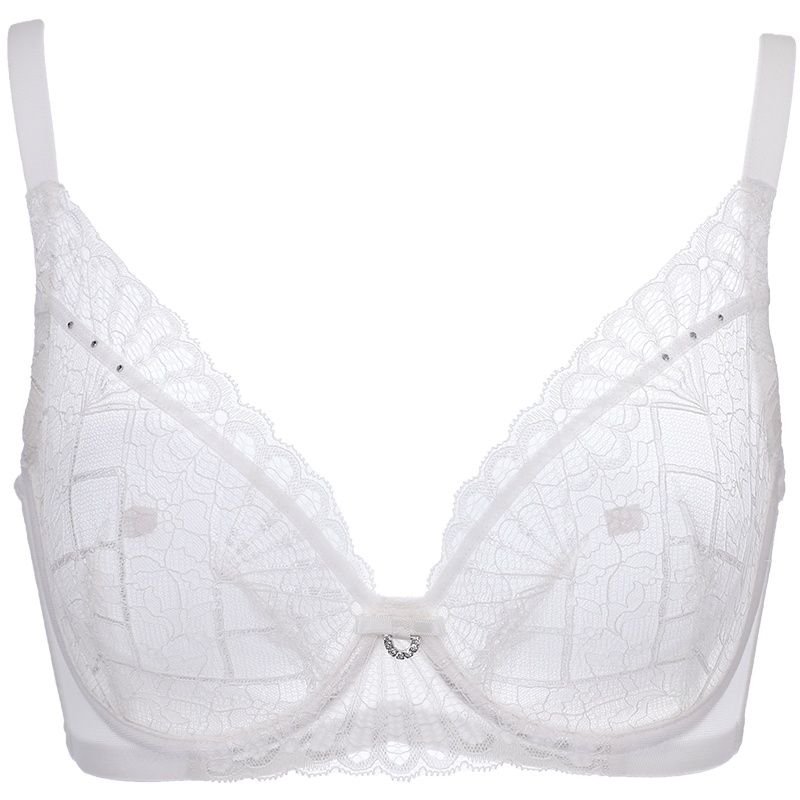 莎莲妮文胸性感蕾丝大码胸罩无海绵薄款内衣女大胸聚拢