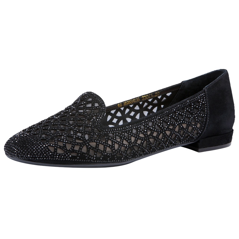 HARSON/哈森 春季镂空水钻平底舒适女鞋HS88405