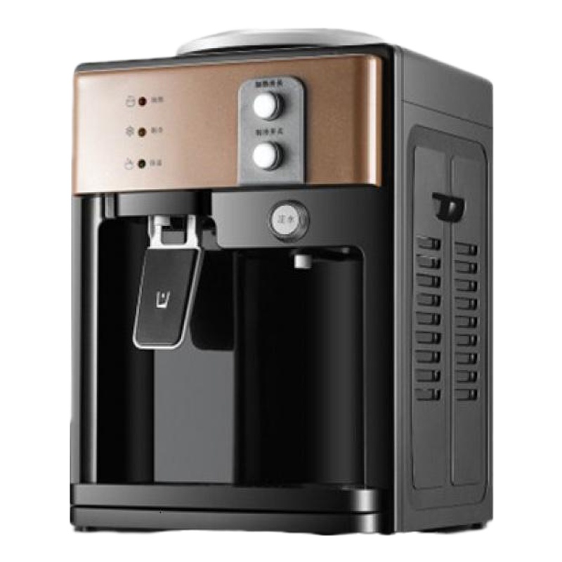 妖怪饮水机小型台式家用迷你桌面学生宿舍制热制冷冰温热桶装水饮水器 土豪金无门 温热