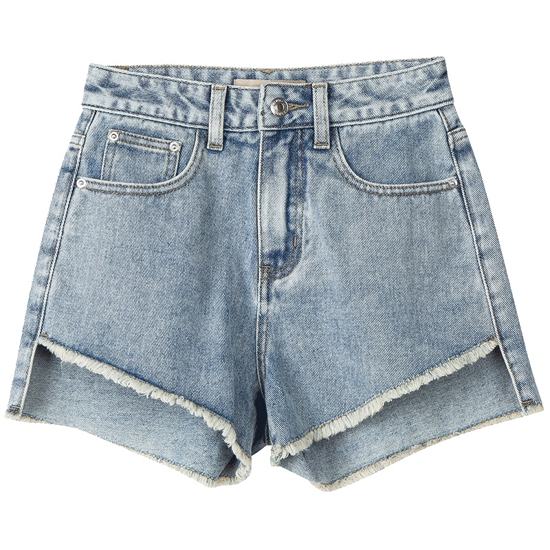 唐狮春夏2019新款牛仔短裤女排扣高腰牛仔短裤女宽松阔腿显瘦百搭