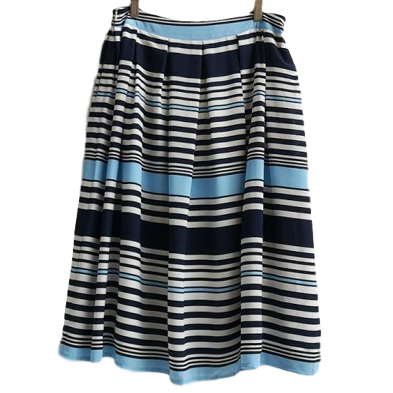 【福利款】拉夏贝尔UlifeStyle夏季新款半身裙通勤时尚条纹印花中裙A字裙女