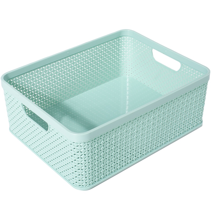 收纳盒无盖桌面整理盒子A4纸整理筐长方形加厚可叠加收纳筐杂物筐