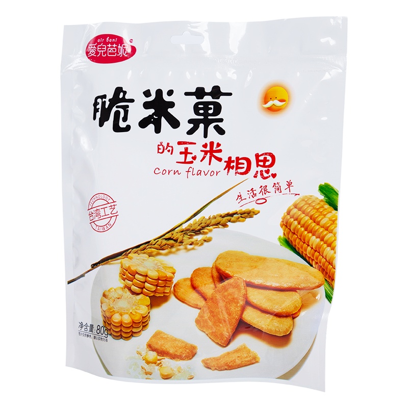 愛兒芭妮脆米菓休闲零食网红饼干玉米牛肉味零食饼干80g*2包