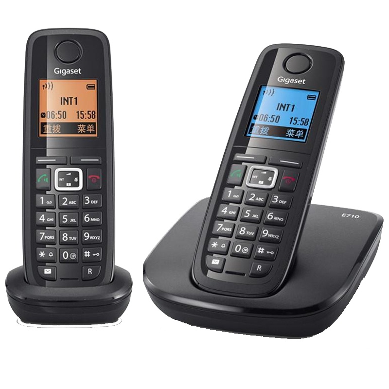 集怡嘉(Gigaset)原西门子 德国进口 E710数字无绳子母机录音电话机座机办公家用无线固话 E710 一拖一 黑