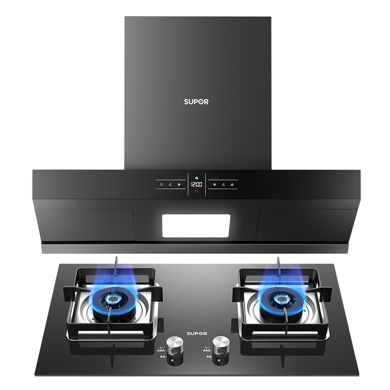 苏泊尔(SUPOR)NE80+P10抽吸油烟机燃气灶烟灶套餐套装 双翼瞬吸挥手智控自动清洗22立方(液化气)