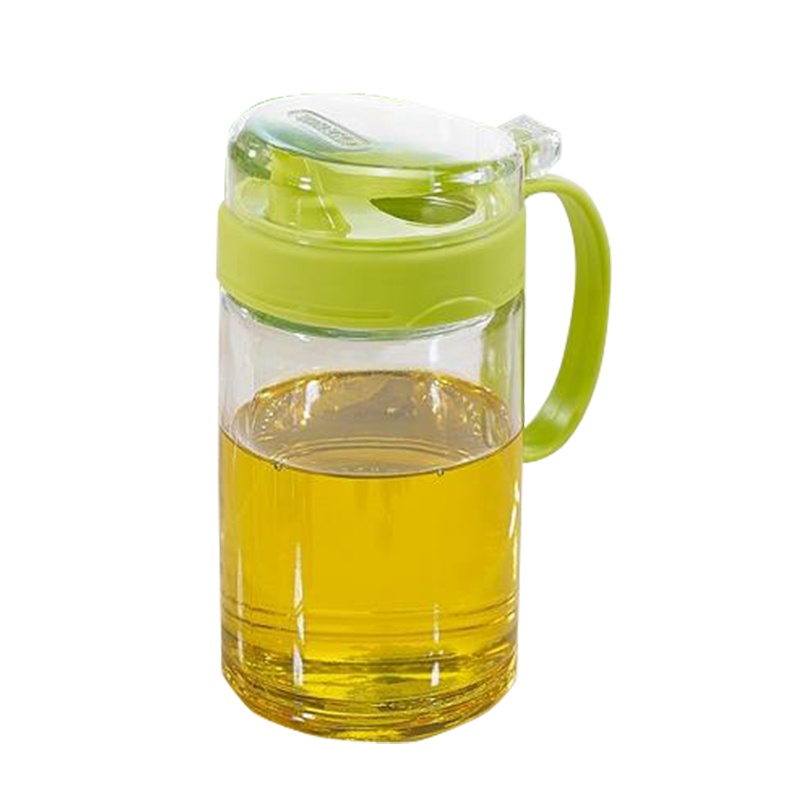 茶花油壶玻璃防漏厨房用品塑料油罐酱油瓶醋瓶醋壶大号油瓶6001 湖蓝色 550ML玻璃瓶身