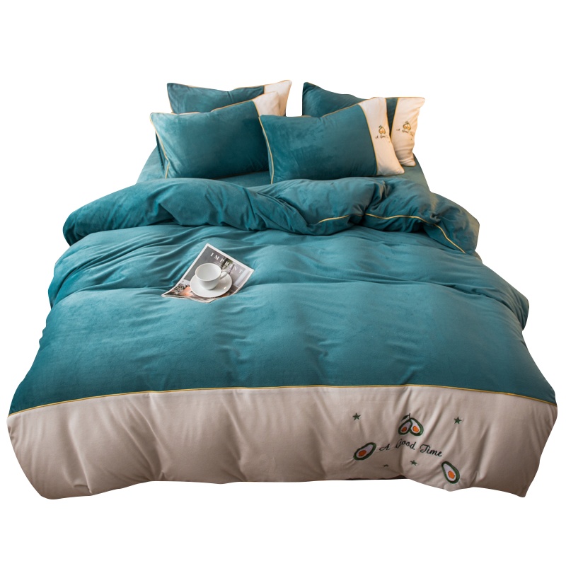 南极人(NanJiren) 珊瑚绒四件套双面绒法兰绒保暖加绒加厚水晶绒冬季牛奶绒网红被套北欧床上用品