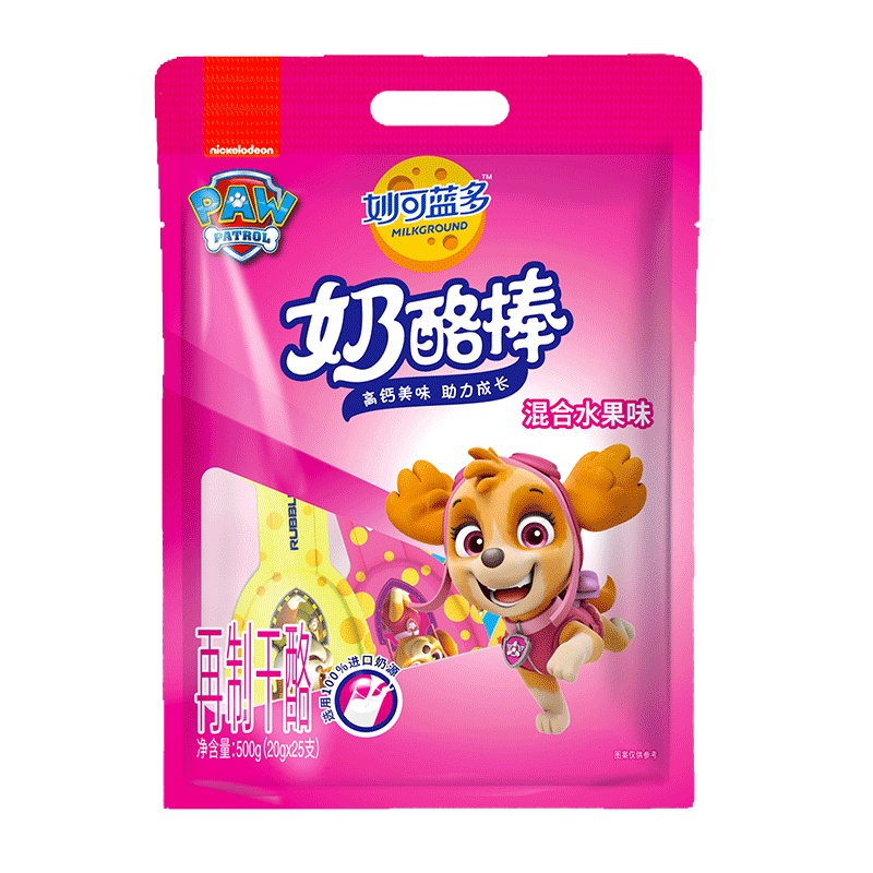 妙可蓝多(MILKGROUND)汪汪队立大功儿童奶酪棒混合水果味再制干酪500g*3袋