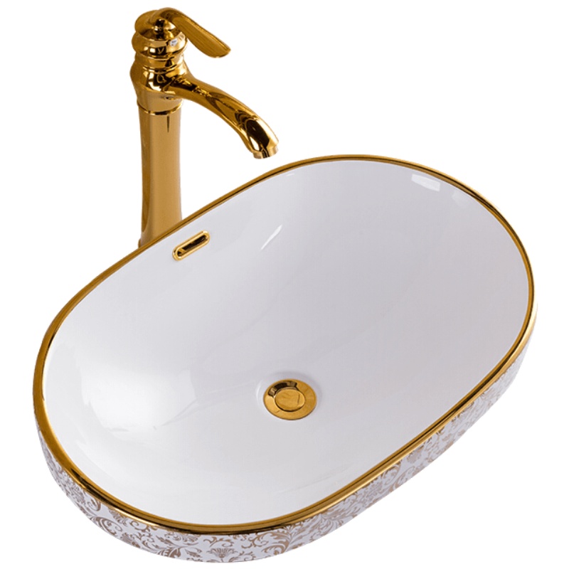 半嵌入式洗脸盆椭圆形台中盆欧式洗手盆家用卫生间台上艺术洗面盆安心抵