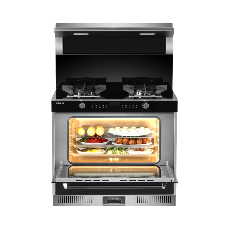 亿田(entive)D1ZK 蒸烤一体集成灶侧吸抽油烟机烟灶套装燃气灶钢化玻璃台面 蒸汽自清洁(液化气)