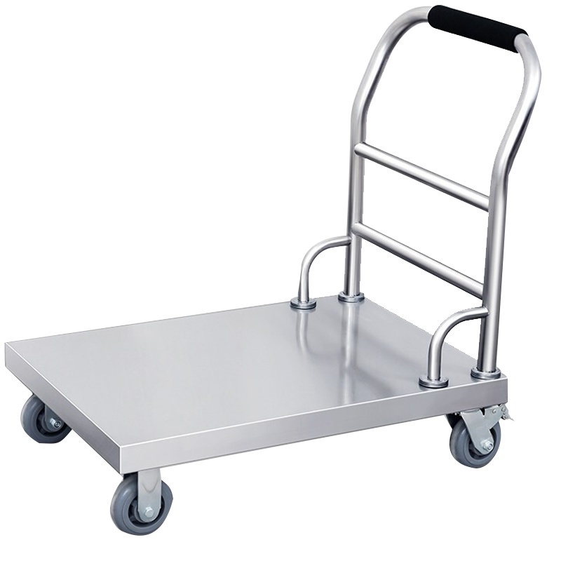 德玛仕(DEMASHI)平板手推车 手拉拖车 小推车拉货搬运车 800x900x900 焊接一体 201无磁不锈钢