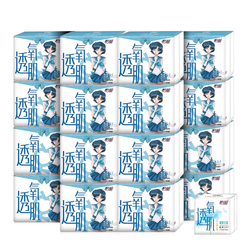 怡丽透氧肌82片84片棉柔超薄卫生巾套装苏宁自营姨妈巾两种规格随机发货