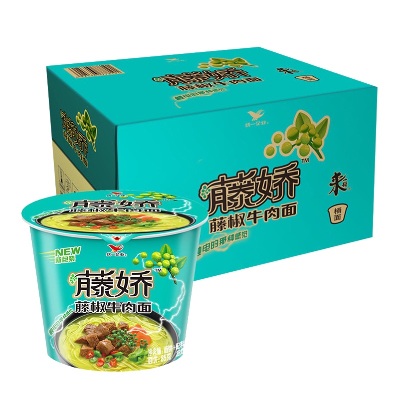 统一 藤娇 藤椒牛肉面 105克*12桶 方便面 桶面 整箱装