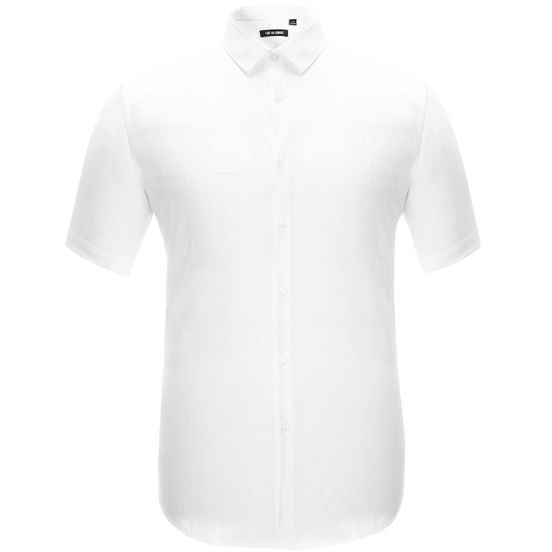 依文商务白衬衫男短袖 薄款莫代尔短袖衬衫ED680080