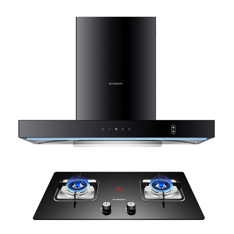 创维(SKYWORTH)顶吸式抽油烟机灶具套装 烟灶套装 油烟机燃气灶具套装Y1A+Z32液化气