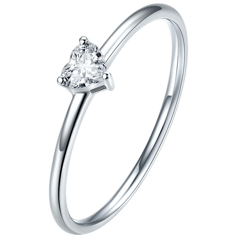 周六福FG色白18K金三爪心形钻石戒指1320