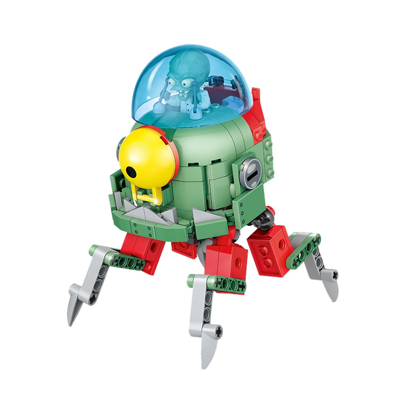 古迪植物大战僵尸儿童拼装积木小颗粒diy男孩子生日礼物60005未来僵尸博士